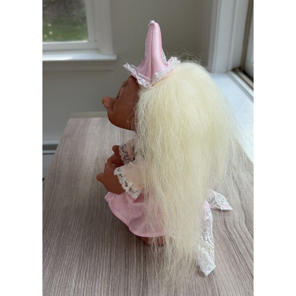 VTG  1985 Norfin Dam Pink Princess Troll Doll Denmark 9” Lady Gwen Tag - Picture 5 of 12